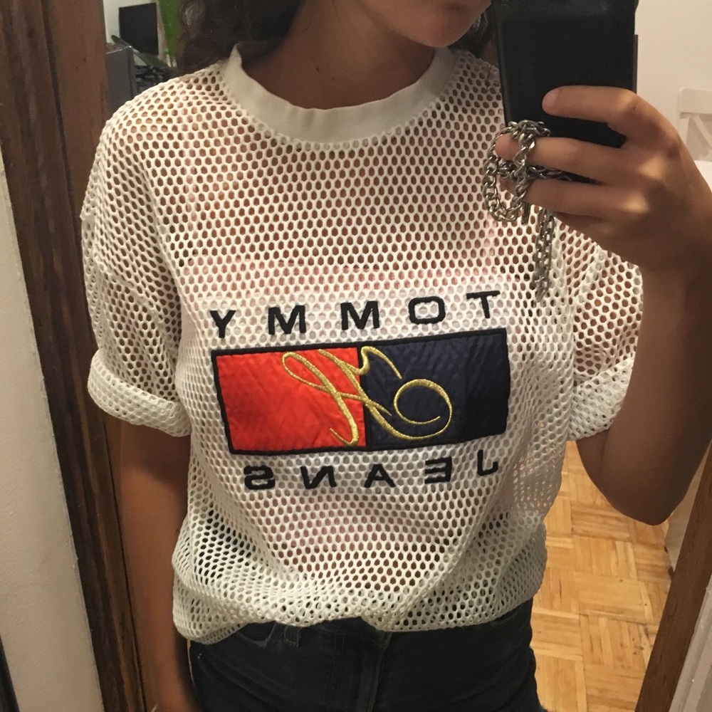 White Mesh Tommy Hilfiger Jersey t shirt